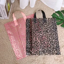 Gift Wrap Pcs/lot Leopard Plastic Handles Bag For Party Shoe Box Packaging Portable Bags Transparent Shopping Storage Poly BagGift