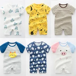Summer 024 Months Baby Boys Girls Romper Infant Jumpsuit Cartoon Shortsleeved Climbing Pajamas Cotton Brand Toddler Clothes 220707