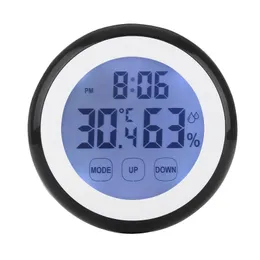 壁時計の色プラスチックデジタルLCD温度湿度時間機能クロック屋内気象ステーションメーターテスターバックライトクロックスワル