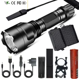 New Yunmai XHP50 Tractical Flashlight Torch 5 LED مقاوم للصدمات المصباح C8 Night ركوب الصيد الألمنيوم T6 3800 15W