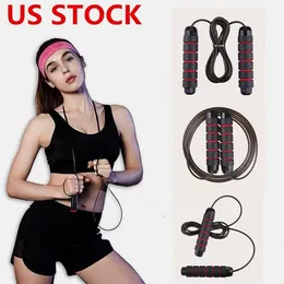 Estoque dos EUA, equipamento de exercício aeróbico de boxe ajustável pulando esporte de salto rolamento de corda salto de corda de corda de fitness jumping ropes fy7057 ssr