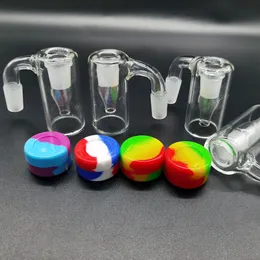 Glass Bong Ash Catcher Hookahs 45 90 Degree 14mm Male Joint Bubbler With Colorful Silicone Thick Perc Adaptor High Quality Smoke Accessory Dab Rigs Bongs Water Pipe