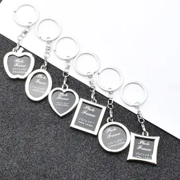 Creative Metal Insert Photo Picture Rame Keyring Heart Apple круглый ключ -майн