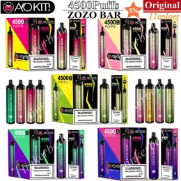 Oryginalny Aokit Zozo Bar 5% e papierosy jednorazowe 4500 zaciągnięć Vape Pen Pen Ecigs 10 ml Prefild Pod 650MAH ładowane akumulatory Urządzenie prętowe VS BANG XXL Plus