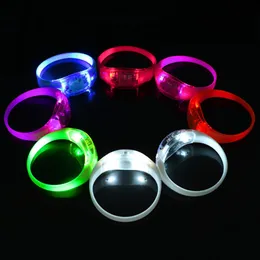 أزياء LED Rave Toy Sound LED مكافحة LED UP سوار تنشيط توهج الفلاش الأساور LED فرقة المعصم ZC1111