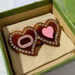 2022 retro vintage lovely heart hair clips G letters luxury diamond barrettes hairpins jewelry brand box packing