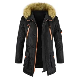 Hiexhse Winter Jacket Men Parka Płaszcz Marka Wyściełana sztuczna futra Średnia długa gruba parkas płaszcz Snowjacket ciepłe ubranie 20110