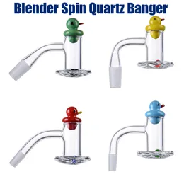 Ente Carb Caps Blender Spin Quarz Banger Raucherzubehör Nägel Bunte abgeschrägte Kanten Bangers Glas Rubinperlen für Öl Dab Rig BSQB01