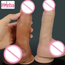 8,46 tum ny realistisk dildo med kraftfull sugskuprealistisk penis sexig leksak flexibel G-plats krökt axel och boll