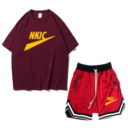 Tracksuit da marca para homens verão de manga curta t-shirt shorts sportswear set 2022 moda dois pedaços conjunto casual esportes terno homens