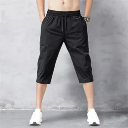 Male Bermuda Board Quick Drying Beach Black Men s Long Shorts Summer Breeches Thin Nylon 3 4 Length Trousers 220714