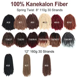 Ombre Spring Twist Twist Synthetic Pre-Twist Crochet Hair Extensions Crochet Crochet Brabs Passion Twists 8 12 Inch 30 Roots