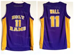 NCAA High School Holy Basketball John Wall Jersey 11 Men Team Color Purple Away Bice Bute Pure Cotton For Sport Fans alla sömda college utmärkt kvalitet