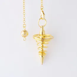 Wojiaer Metal Pendulum pendulo Radiestesia Pendant f￶r dows spiral Cone Rose Gold Pyramid Pendule Reiki Jewelry Bo954