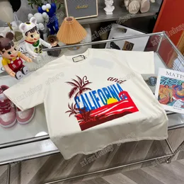 22SS Men designers T camisetas Tee férias Califórnia Impressão Sunshine de manga curta Crepinha de rua de rua branca Xinxinbuy xs-l