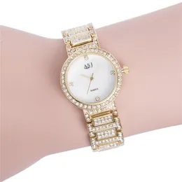Armbandsur kvinnor armband titta på damer lyxiga diamantkvarts klockor gyllene och silver stål band analoga watchwristwatches