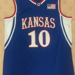 XFLSP Mens 10 Kirk Hinrich Kansas Jayhawks Vintage Throwback Basketball Jersey Uniforms Stitched T Shirts