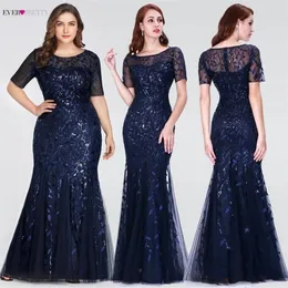 Plus Size Saudi Arabia Prom Dresses 2019 Ever Pretty EZ07707 Short Sleeve Lace Appliques Tulle Mermaid Long Dress Party Gowns T190601