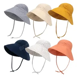 Chapéu de verão para bebê de algodão linho praia crianças chapéu de sol para meninas meninos acessórios aba grande chapéus balde crianças ao ar livre 9M-4Y