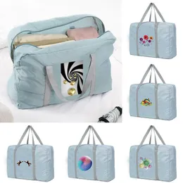 Duffel Çantalar Seyahat Duffle Bag Büyük Kapasite Unisex Hafta Sonu Organizatör Katlanabilir Giysiler Depolama Çantaları 3D Desen Accessories -Duffel