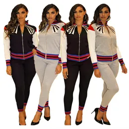 Dames trainingspakken ontwerper vrouw twee stukken set vrouwelijke jassen en broek slank voor dame met letters bedrukte lente herfst hoodie jas sets s-2xl