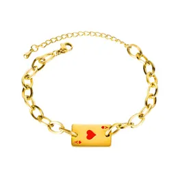 Link Chain Tuswans Fashion Jewelry Peach Heart Poker Bracelet Adjustable Stainless Steel Woman Accessories To GirlfriendLink