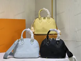 ALMA BB Tote over the moon 모노그램 양각 마이크로 화이버 가죽 와이드 스트랩 수 놓은 푹신한 어깨 가방 여성용 핸들 가방 자물쇠 키 벨 더블 지퍼