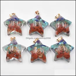 Charms Healing Seven Chakra Five Pointed Star Retro Colorf Natural Amethysts Lapis Lazi 7 Colors Stone Pendants Carshop2006 DHS