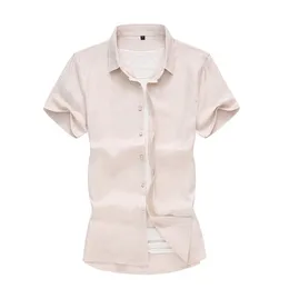 45kg120kg Big Size Men Summer Men's Short Sleeve Shirts Cotton Linen Breathable Khaki Black Shirt 5XL 6XL 7XL 210412