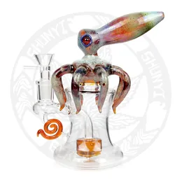 10 inches Oil rigs recycler Hookah Glass Pipes Dab rig Smoke water pipe 5 mm thickness tobacco cool bongs Made by Imported America glass Octopus bong