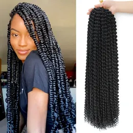 18" Passion Twist Crochet Hair Pre-Looped Synthetic Braiding Hair Extensions 80G/PCS Ombre Pre-Twisted Water Wave Braids LS06