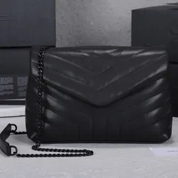 Echte Leder -Umhängetaschen Handtaschen Geldbörsen Frauen Ketten Totes Bag 24 cm