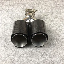 1PC Y Model Dual Equal Length Rear Exhaust Pipe For Akrapovic Shiny Carbon Tail Muffler End Pipes Car Universal Modification