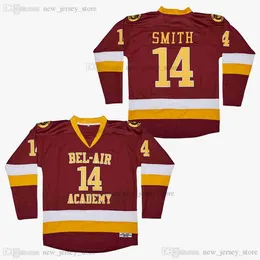 Movie FRESH PRINCE OF BEL-AIR Ice Hockey 14 Smith Jersey Slap All Stitched Red Color Away Breathable Sport Sale High Quality