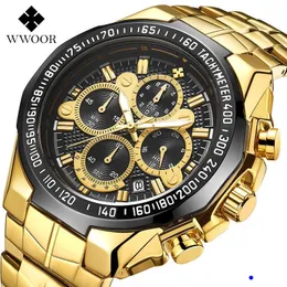 2022 Wwoor Watch Seven Needle Man rörelse Sektion Steel Bring Quartz Waterproof Wristwatch Chronograph Wholes Watches Montre de Luxe Gifts W1