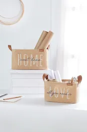 Jute Fabric Baskets 2pcs Kitchen Organizer Laundry Basket Organizer Storage Basket Home Appliance Bag 0615