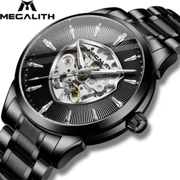 Megalith Automatyczne mechaniczne zegarki Waterproof Waterproof Sport Man Watch Luksusowy zegar ze zegarem nierdzewnym Relogio Masculino 8210m T200311
