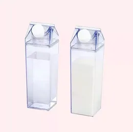 17 unz Milk Carton Butelka do przechowywania Mleka Mleka Przezroczysta kwadratowa kubek o wysokiej pojemności plastikowy napój kawowy kubek oryginalność 5230 0610