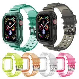 TPU Clear Apple Watch Band Crystal Strap with rugged bumper case 41mm 45mm 여름 시계 watchband iwatch 시리즈 SE/8/7/6/5/4/3/2/2/1