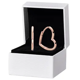 Set di orecchini a cerchio a forma di cuore in oro rosa Scatola originale per orecchini a bottone da donna Pandora Wedding Love