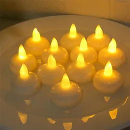 Flameless Floating Candle Waterproof Flickering Tealights Warm White Led Candles for Pool SPA Bathtub Wedding Party Dinner Decor 220510