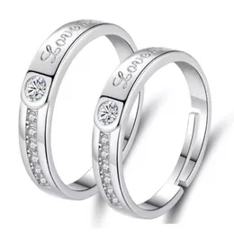 Mode kreative Öffnung platiniert Liebe für immer Paar Ring koreanische Version der Temperament mikroverkrustete Zirkon LOVE Brief Ringe