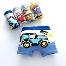 Barns underkläder för barn pojke söta trosor tecknad underbyxor tågboxare småbarn biltryck bekväma shorts 4st grossist