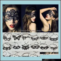 Máscaras de fiesta suministros festivos Jardín de casas Mujeres Sey Sexy Lace Eye Mask para Halloween Venetian Masquerade Event Mardi Gras Costum Dro