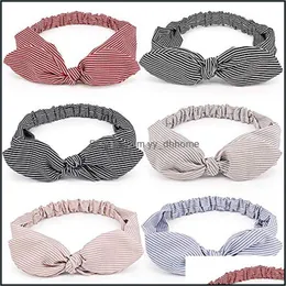 Headbands Hair Jewelry Rabbit Ear Headband For Women Striped Elastic Hairbands Turban Stretch Head Bands Hairband Headwear Bows Accessories