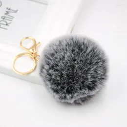 Keychains 2022 Fluffy Fur Pompom Keychain Girl Mobiltelefon Pendant Key Ring Soft Faux Ball Car Bag Keyring Accessories Jewelry Enek22