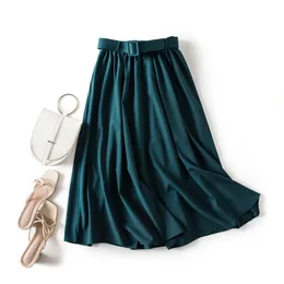 GIGOGOU Spring Summer Pleated Skirts Elegant Women A Line Maxi Skirt Empire Long HolidayTulle Skirt 210306