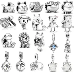 Luxury S925 Sterling Silver Bead Charms Pärled Robot Diy Popular Women Jewelry Gift Original Fit Pandora Armband Fashion Ladies Classic Sweet Pet Pendant