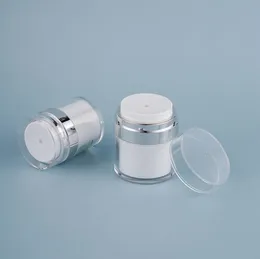 15ml 30ml 50ml kozmetik kavanoz boş akrilik kutular beyaz vakum şişesi havalandırılabilir konteyner pres losyon pompası SN6559