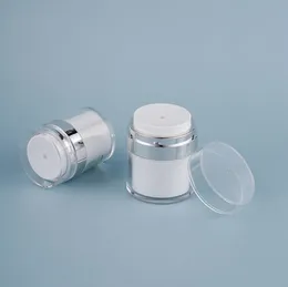 15 ml 30 ml 50 ml Kosmetikdose Leere Acryldosen Weiße Vakuumflasche Airless Nachfüllbarer Behälter Presse Lotionspumpe SN6559